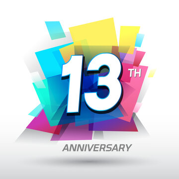 13th Anniversary with confetti and celebration background