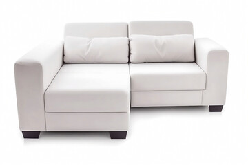 Modern White Furniture. Isolated Chair and Sofa on White Background