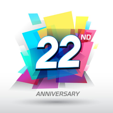 22nd Anniversary with confetti and celebration background