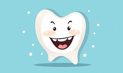 Happy tooth cartoon character teaches good oral hygiene Creating using generative AI tools
