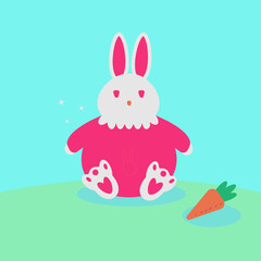 pink easter rabbit with carrot