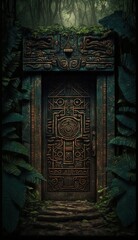 mayan door in the forest,Generative AI