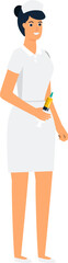 Woman Nurse Holding Syringe Standing Flat Character Design Isolated