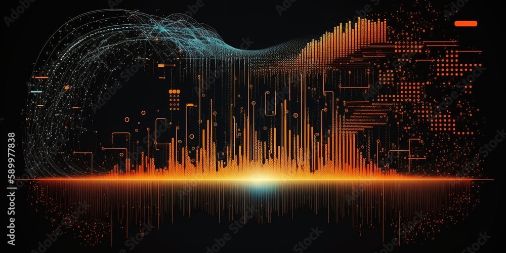 Poster technical concepts in the abstract conceptual abstract depiction of big data, ai technology, ai and 