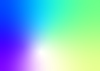 青や紫や緑のパステル系の虹色グラデーション背景。Blue, purple and green pastel iridescent gradient background.