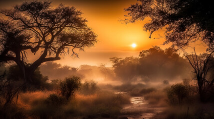 Fototapeta na wymiar Midjourney generated image of the breathtaking landscapes of Kruger National Park