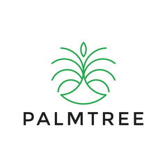 palm tree simple line logo design