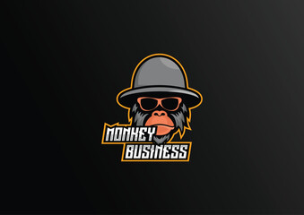 monkey business logo design premium mascot