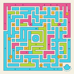 Fototapeta na wymiar Abstract colorful maze labyrinth wallpaper, Generative AI