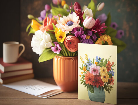 Happy Mother's Day in May - Bouquet of Spring Flowers