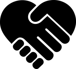 Flat icon of handshake in the form of a heart as a concept of trust and support