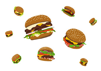 set of hamburgers
