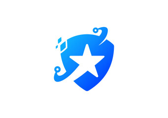 Star shield tech logo symbol