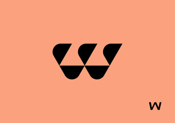 sporty monogram logo letter W and foot in negative space area