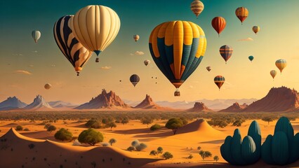 Obraz premium hot air balloon in the desert