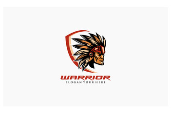 indian warrior concept creative design logo