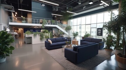 The Facebook headquarters office is a dynamic and exciting workplace, with a sleek and modern design. Generated by AI. - obrazy, fototapety, plakaty