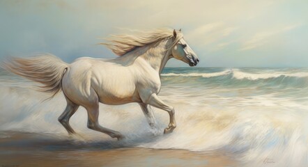 Naklejka na ściany i meble horse on the beach
