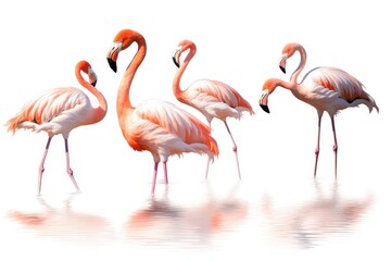 Fototapeta na wymiar flamingos on white background - generative ai
