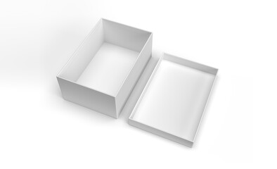 Realistic blank big packaging box with open lid. 3d render