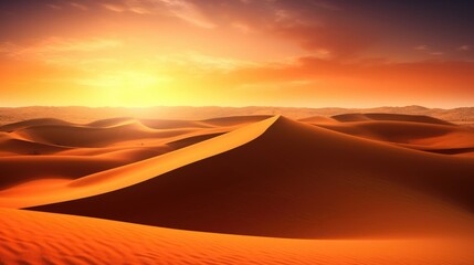 Sand dunes form a peaceful desert landscape - generative ai