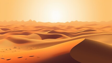 Fototapeta na wymiar Sand dunes form a peaceful desert landscape - generative ai