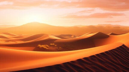 Fototapeta na wymiar Sand dunes form a peaceful desert landscape - generative ai