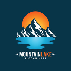 Mountain lake logo template
