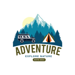 Camping adventure logo design template