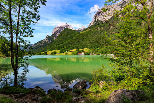Hintersee. Beautiful Scene Bergen, Ramsau, Berchtesgadener Land National Park, Upper Bavaria, Germany, Alps, Europe