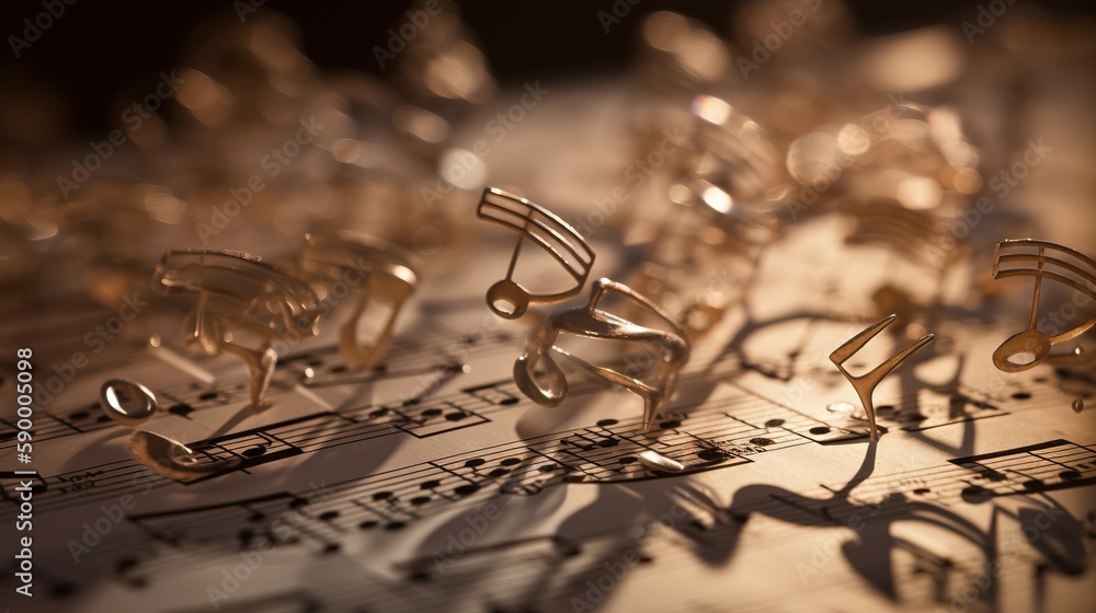 Poster a group of musical notes with musical notes in the shape of musical notes and trebles on top of them