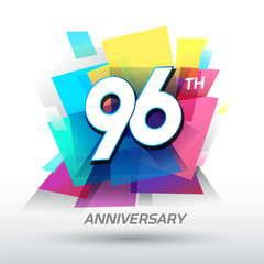96th Anniversary with confetti and celebration background