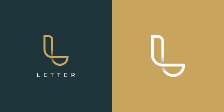 L Initial Letter Logo Image. Gold and White L Letter Line Origami Style isolated on Dual Background. Usable for Business and Branding Logos. Flat Vector Logo Design Template Element.