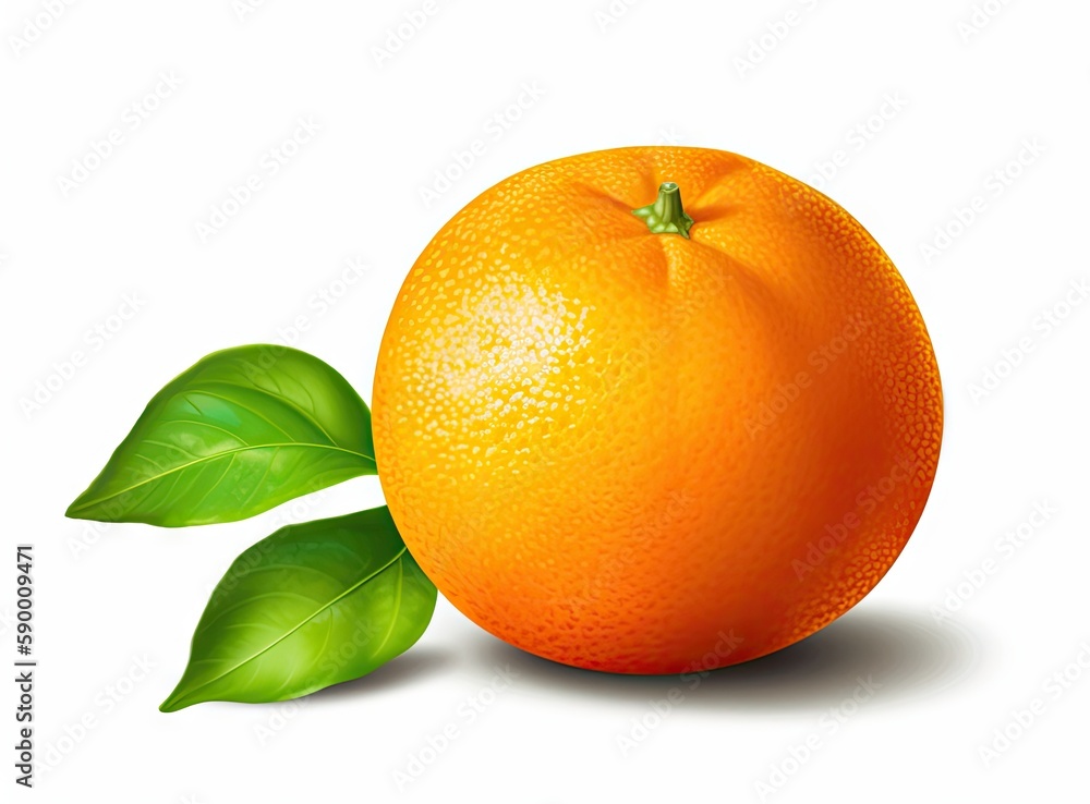 Aufkleber tangerine or clementine with green leaf isolated on white background created with generative ai tech