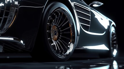 Fototapeta premium Abstract sport luxury car. Dark background. Ai generated