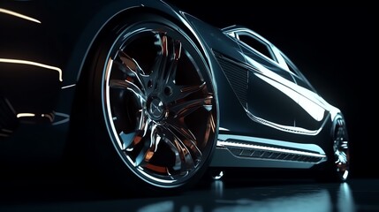 Abstract sport luxury car. Dark background. Ai generated