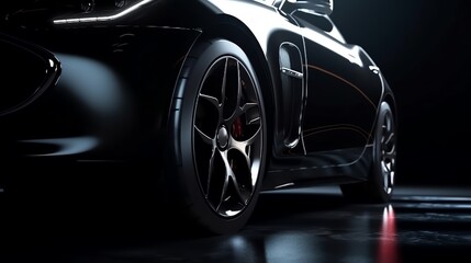 Plakat Abstract sport luxury car. Dark background. Ai generated