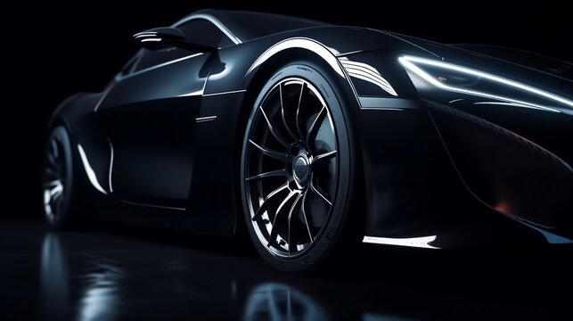 Abstract sport luxury car. Dark background. Ai generated