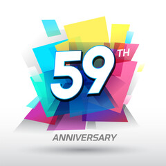 59th Anniversary with confetti and celebration background
