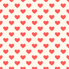 Seamless coral heart pattern background.Simple heart shape seamless pattern in diagonal arrangement. Love and romantic theme background.