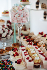 colorful candy bar with different cakes