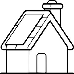 Silhouette of environmentally friendly house that uses solar panels and renewable energies, Vector image isolate on white background. Concept of sustainability and care for the environment