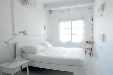 white room with white furniture. Generative Ai