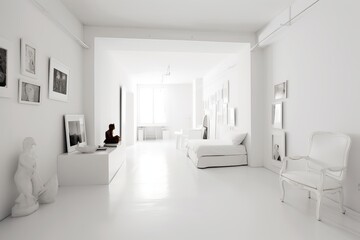 white lounge room. design interiors. Generative Ai
