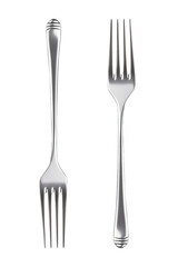 Realistic metal fork isolated on transparent background. Silver fork