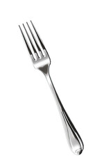 Realistic metal fork isolated on transparent background. Silver fork