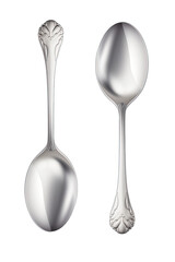 Realistic metal spoon isolated on transparent background. Silver spoon
