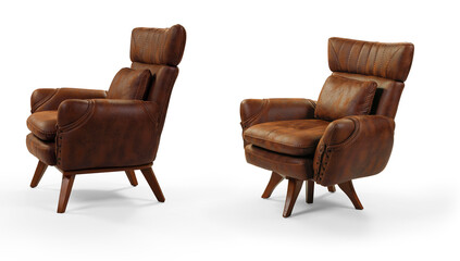 armchair different angles isolated on white background .