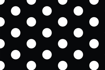 abstract seamless white polka dot pattern with black background.
