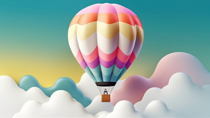 Soft pastel colors set the mood for a serene hot air balloon ride. Generative AI